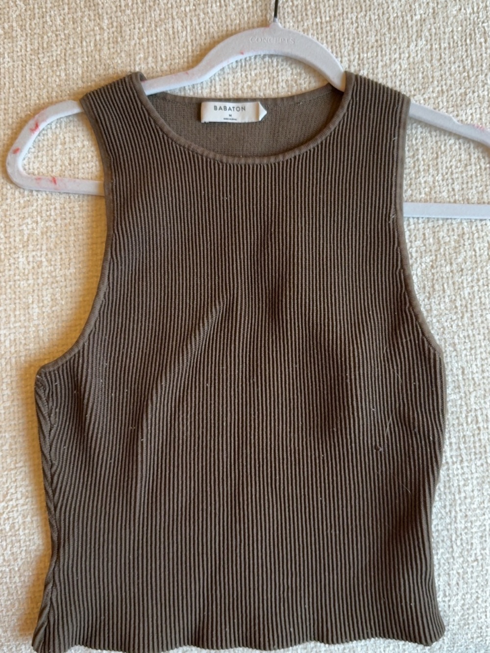 Aritzia Babaton Brown Ribbed Crewneck Tank